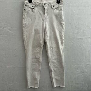 LC Lauren Conrad White Skinny Crop Jeans Womens Size 10 High Rise Raw Hem